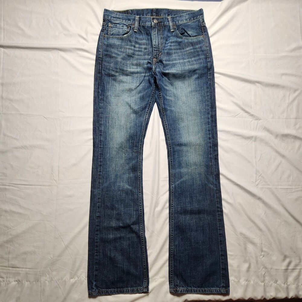 Levi's Mens 33x35 Slim Fit Bootcut Medium Wash Denim Jeans Blue
